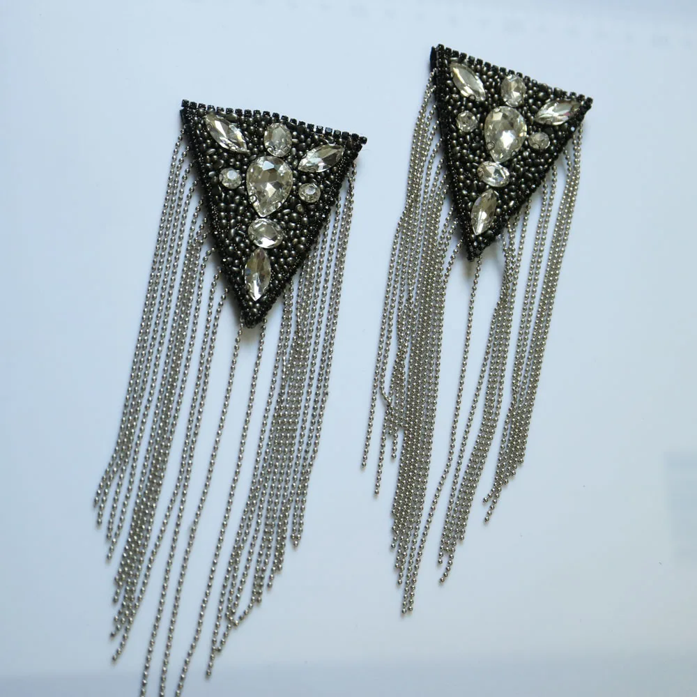 2 шт. черная кисточка из бисера epaulette для одежды панк пальто костюм Сделай Сам