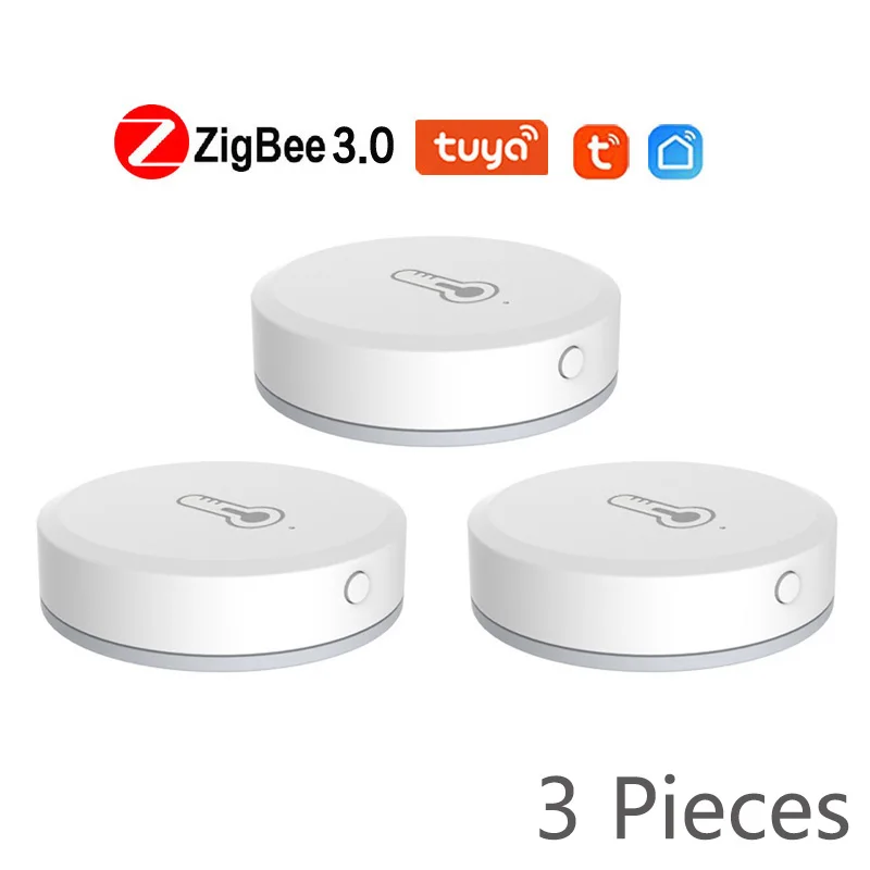 Tuya/Smart Life-Sensor de temperatura y humedad inteligente ZigBee, funciona con Zigbee Hub a través de Alexa y Google Home
