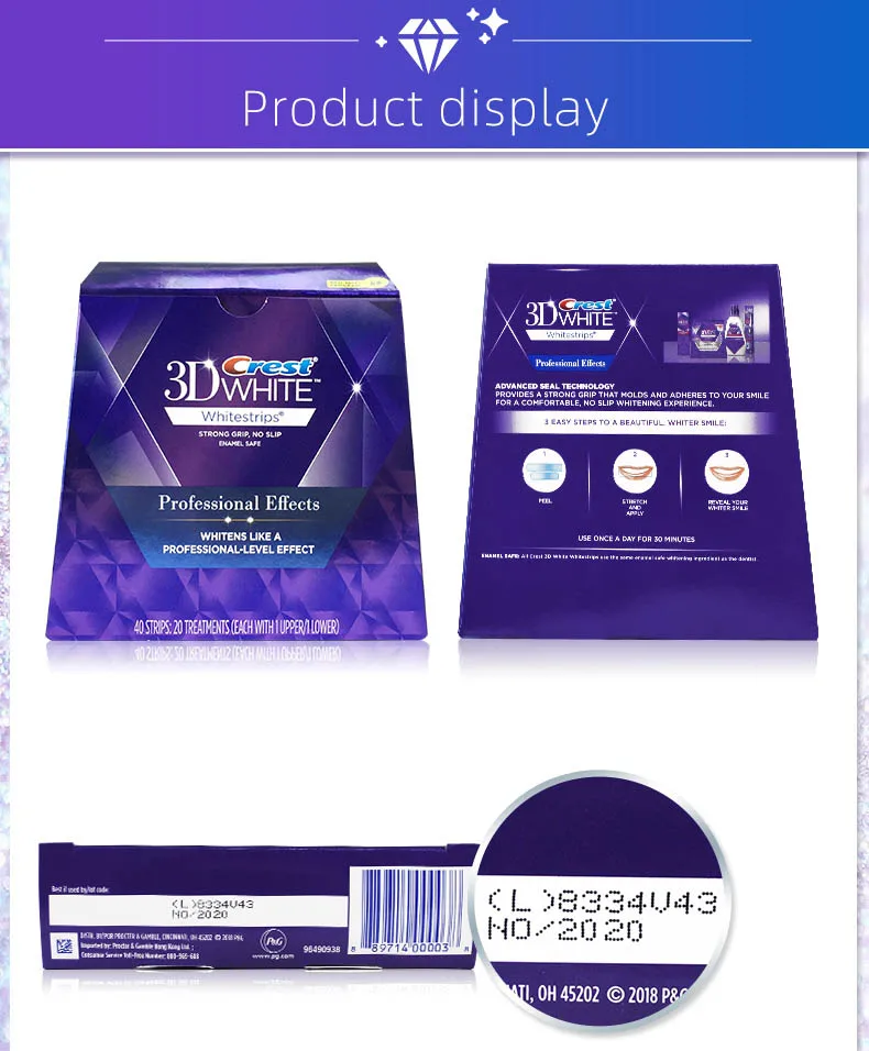 Genuine 3D White Strips Luxe Professional Effects Oral Hygiene Care Tooth Whiter Bleaching Teeth Whitening Strips