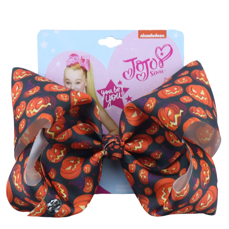1 шт. JOJO Siwa Луки " Большой Хэллоуин волос банты для девочек с зажимами бантом ручной работы аксессуары для волос