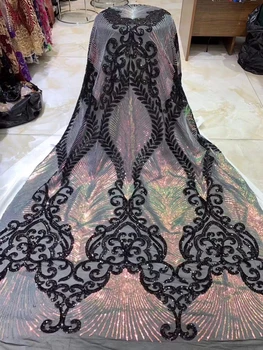 

Nigerian 2019 French lace with sequins for wedding party dress Fashionable African Lace Fabric Nigerian dress