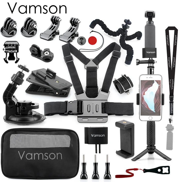 OPS03B Vamson для DJI OSMO карманные аксессуары комплект адаптер держатель зажим палка для селфи штатив расширительный комплект фиксированный кронштейн OPS03A - Цвет: OPS03B