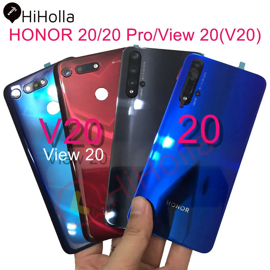 Для huawei Honor 20 Задняя стеклянная крышка батарейного отсека задняя панель Корпус Корпуса+ объектив камеры Honor V20 View 20 Pro стеклянная крышка аккумулятора