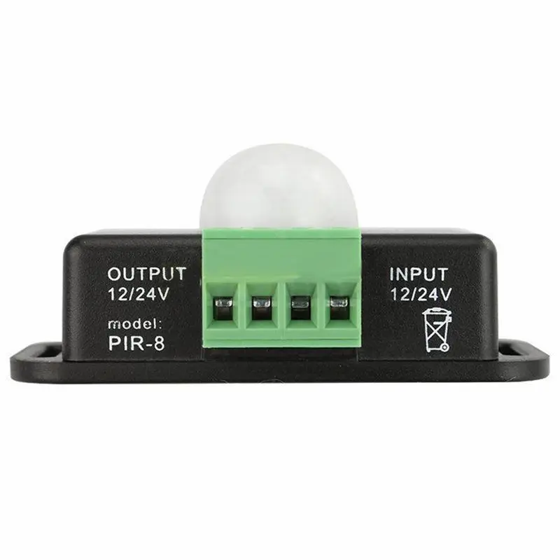 2 X DC 12 V/24 V 8A корпус инфракрасный PIR датчик движения переключатель светодиодный светильник автоматический, черный