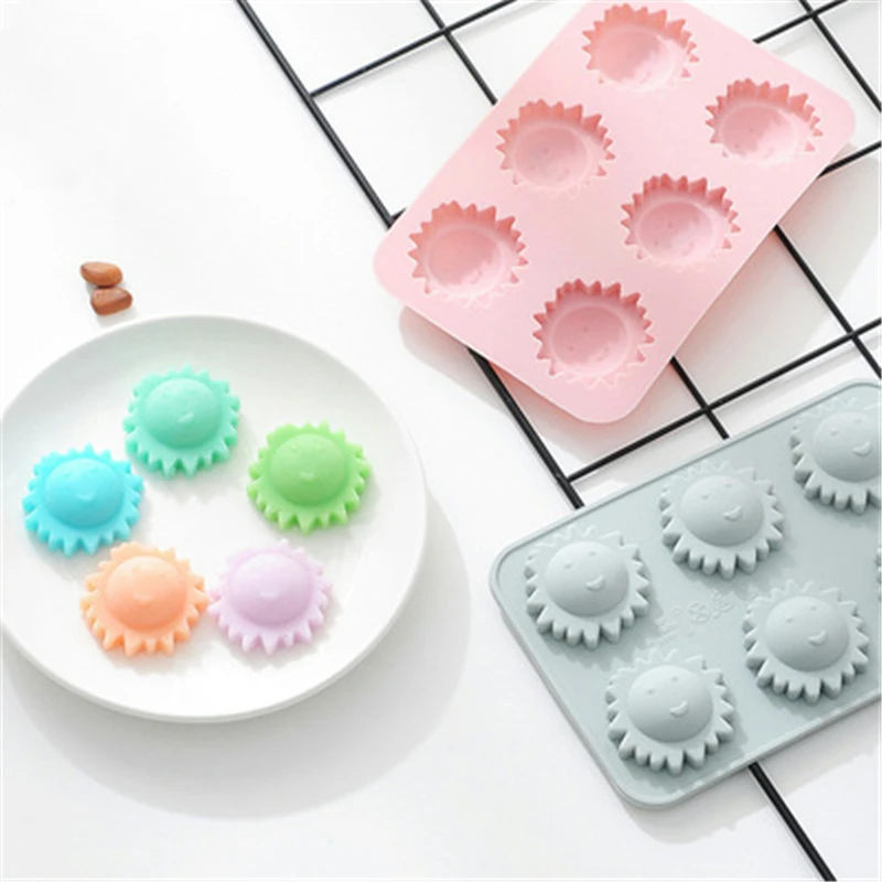 Original 6 Small Sun Shape Pastry Egg Tart Mold Silicone Soap DIY Chocolate Candy Ice Grid Biscuit Baking | Дом и сад