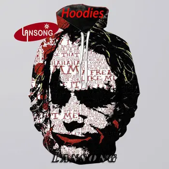 

new hoodies 3d print dark knight joker suit men harajuku weashirts/pants jacket men short homme clothes men hip hop streetwears