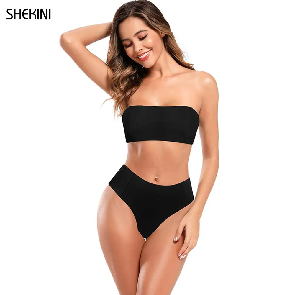 

SHEKINI Women's Halter Leopard Bandeau Bikini High Waisted Print Bottom Two Piece Swimsuits Bathing Suits Summer Beach Swimwear