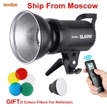 Godox SL60W светодиодный светильник с белой версией и креплением Bowens, непрерывный светильник с пятицветными фильтрами для студийной видеозаписи
