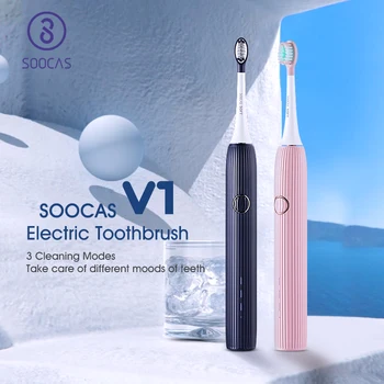 Звуковая электрическая зубная щетка SOOCAS V1, водонепроницаемая зубная щетка для взрослых, ультразвуковая автоматическая зубная щетка с USB-за...