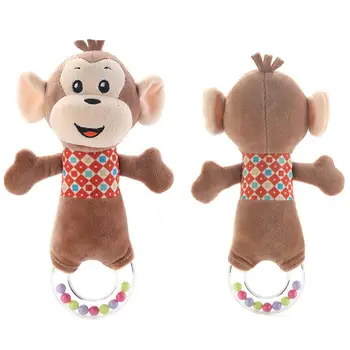 

Kuulee Baby Cartoon Rattle Hand Catching Toy Built-in BB Shake with Ring Bell Plush Toy Cartoon Rattle Start baby's