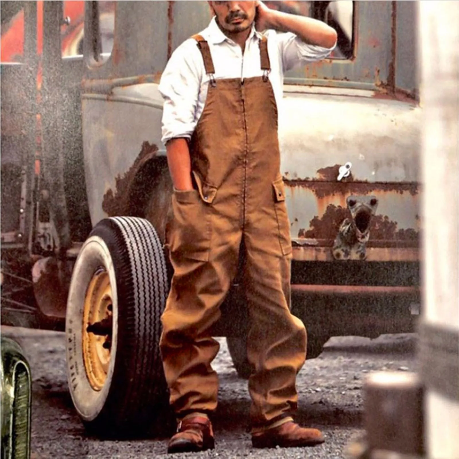 Vintage Jeans Overalls Mens Jumpsuit Cargo Work Pants Baggy Bib Contrast Stitch Denim Overalls Stitch Trousers New