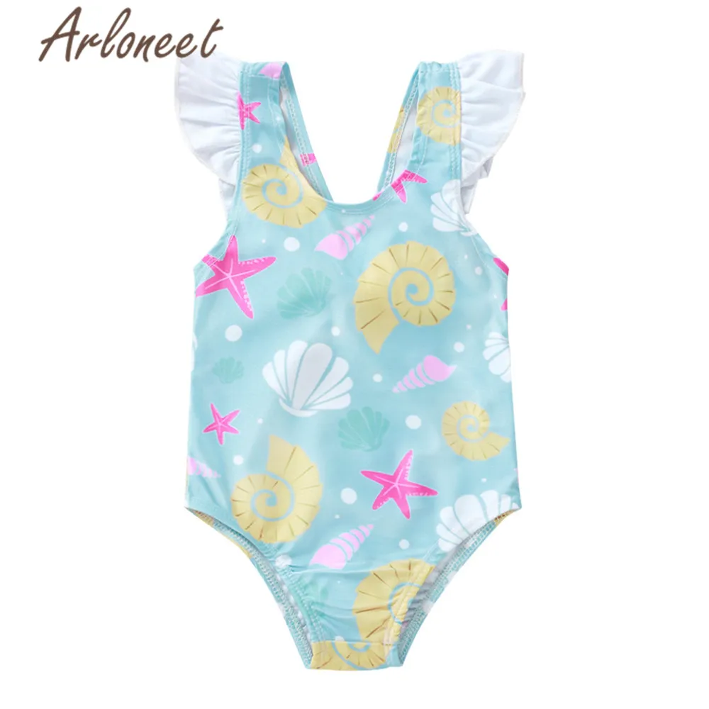 Light blue ARLONEET/купальный костюм с героями мультфильмов для маленьких девочек, Цельный Детский купальный костюм, купальный костюм с принтом бикини для девочек, Pudcoco, для девочек - Цвет: Light blue