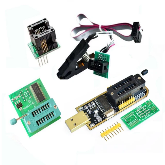 $US $10.93  CH341 Programmer adapter+SICO8 adapter+ sop8 clip with cable+1.8Vadapter EEPROM Flash BIOS USB prog