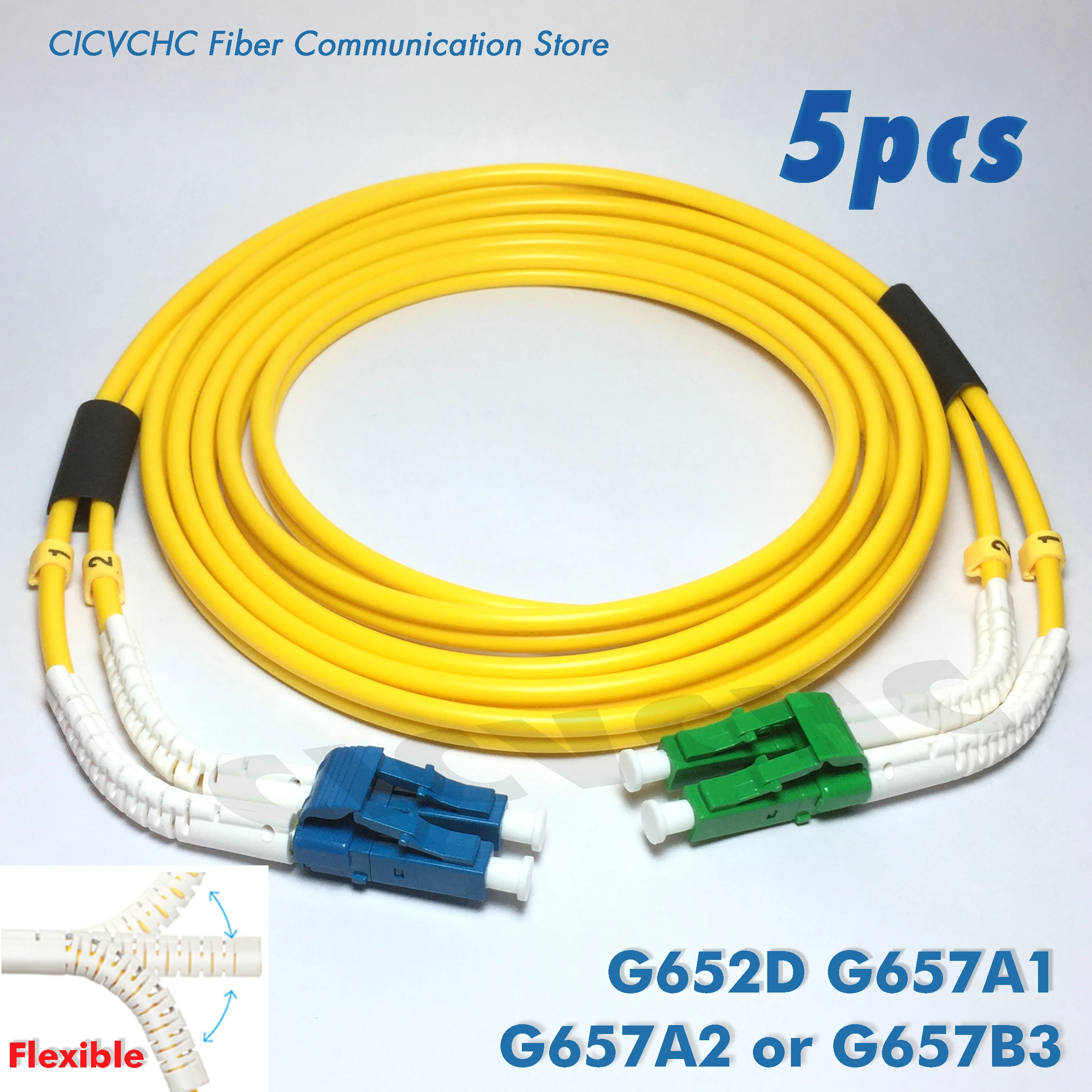 5pcs Duplex patchcords LC/UPC-LC/APC-with Flexible angle boot-SM 3.0mm Cable- 1m, 2m or 5m/ Optical fiber Jumper 5pcs duplex patchcords sc upc lc upc with flexible angle boot sm 3 0mm cable 1m 2m or 5m optical fiber jumper