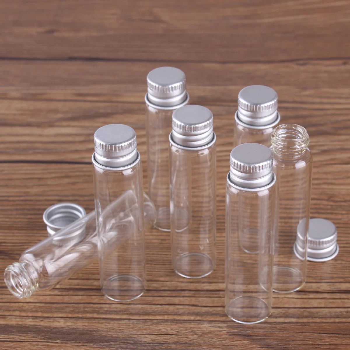 10pcs Diameter 16mm Transparent Glass Bottles with Aluminium Caps Glass Wishing Bottles 2ml 4ml 6ml Mini Glass Jars 6