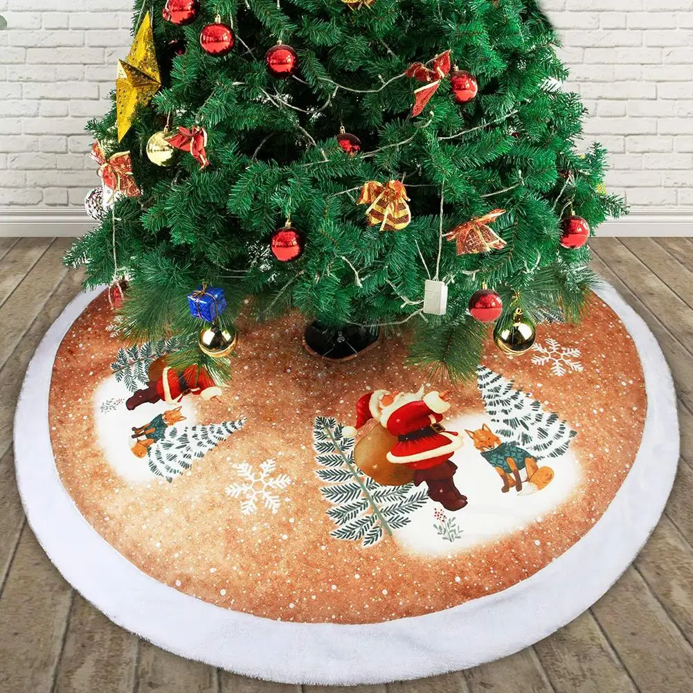 Creative Reindeer Christmas Tree Skirts Fur Carpet Xmas Decoration New Year Home Outdoor Decor Event Party Tree Skirts 98CM - Цвет: A