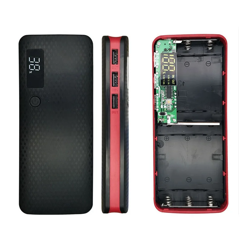 

3 USB DIY Power Bank Shell Case Charge Box Digital Display Weld-free Portable Powerbank Outer Shell Battery Case