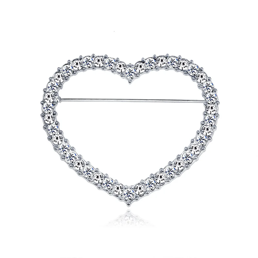 1PCS Austria Crystal Gold Silver Heart Brooch wholesale Needle Full Dress Clothing Accessories Free Delivery - Цвет: XZ1630