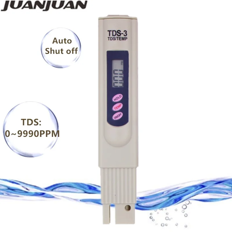 

10pcs Digital TDS Meter Tester Filter Water Quality Purity tester with leather bag calibrate by HOLD TEMP BOTTON 10%off