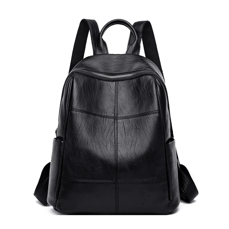 Простые черные женские кожаные рюкзаки Sac A Dos, многофункциональный рюкзак для путешествий, школьные сумки на плечо для девочек, Mochila Feminina