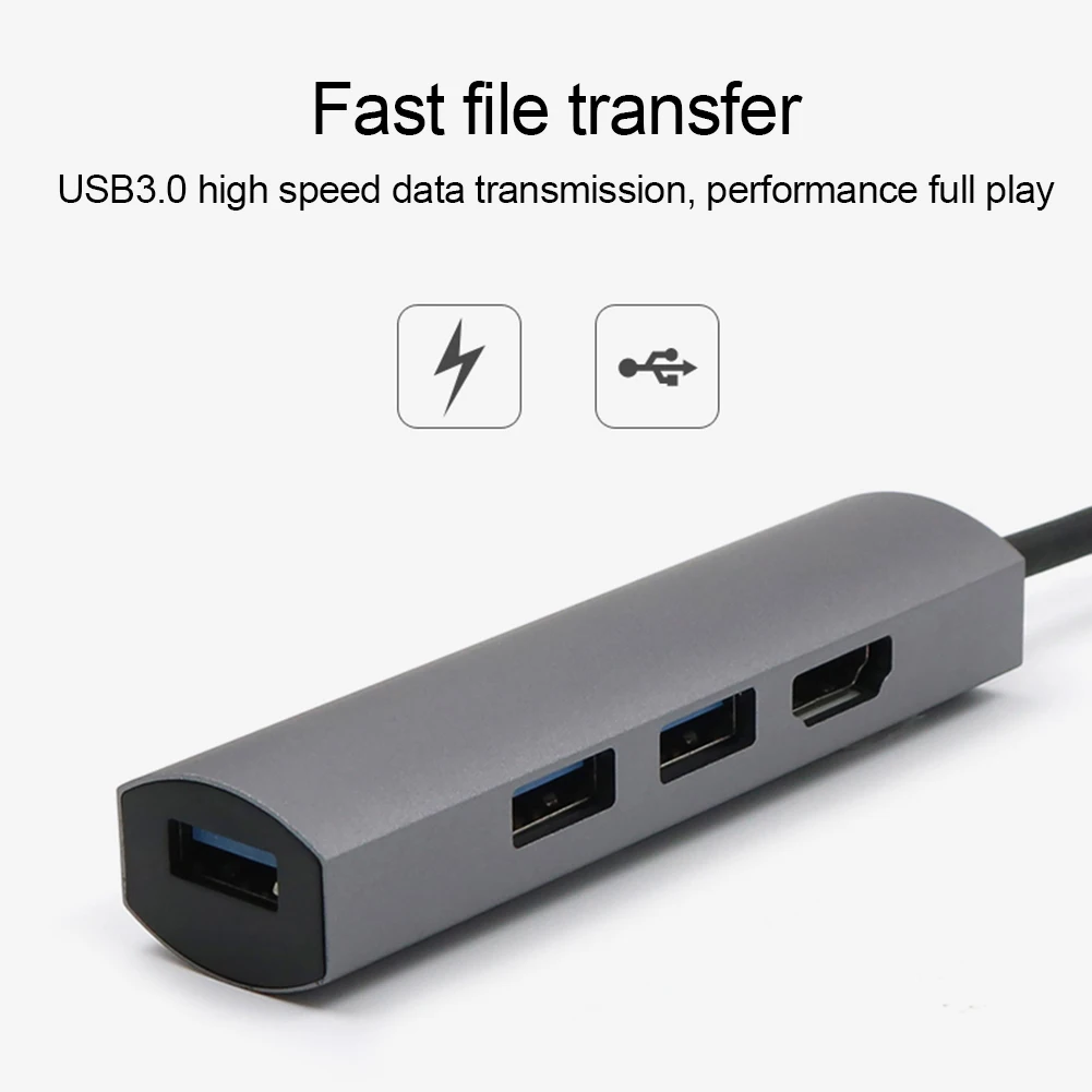Алюминиевый сплав 4 в 1 type-C к USB 3,0 HDMI конвертер с хорошим тепловыделением высокого качества