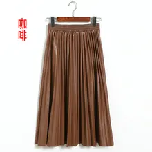 New PU Skirts women faux leather pleated skirt solid fashion Chinese wind autumn and winter fashion umbrella vestidos GZJX8308