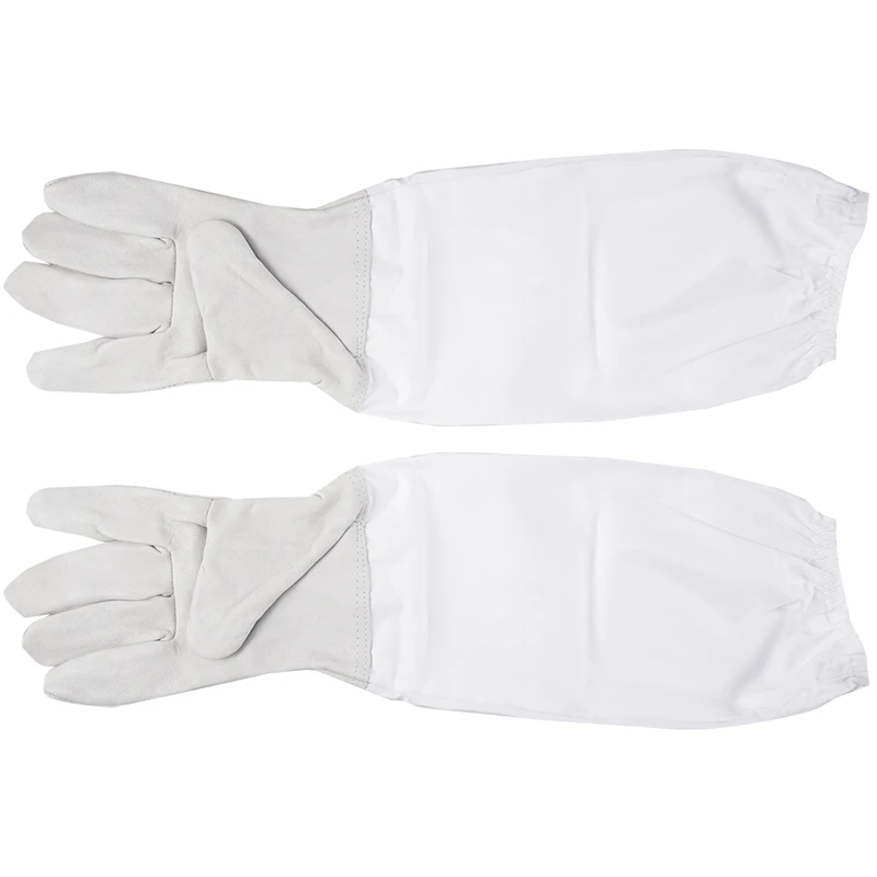 1 пара перчаток с защитными рукавами вентилируемые профессиональные анти пчелы для пчеловода-серый и белый