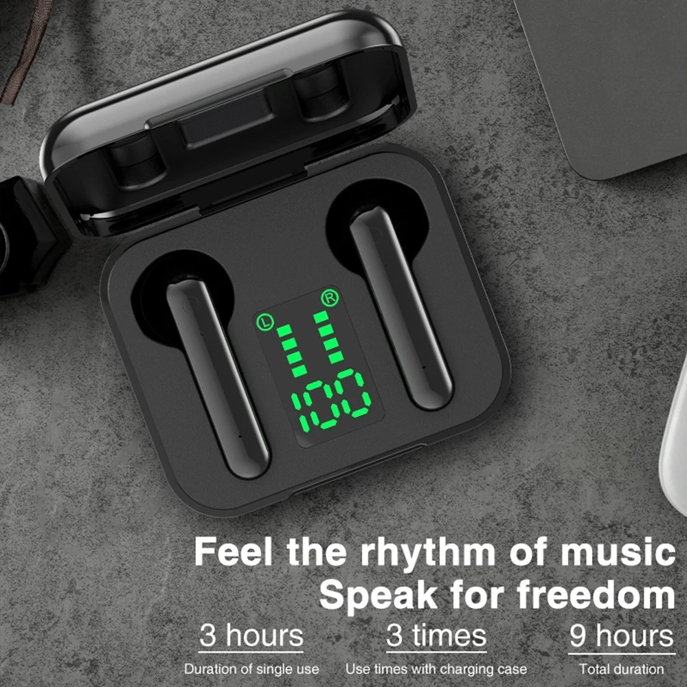 LED Bluetooth 5.0 Earphone Wireless Headphones Earbuds Touch Control Sport Headset Noise Cancel for Xiaomi iPhone TWS Earphones
