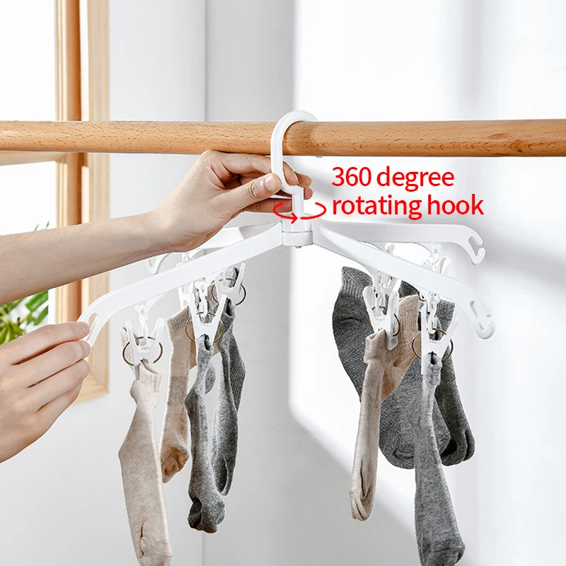 

Foldable Clothes Hanger Drying Rack Clothes Pin Household Closet Organizer Detachable Socks Clothespin Underwear Organizer