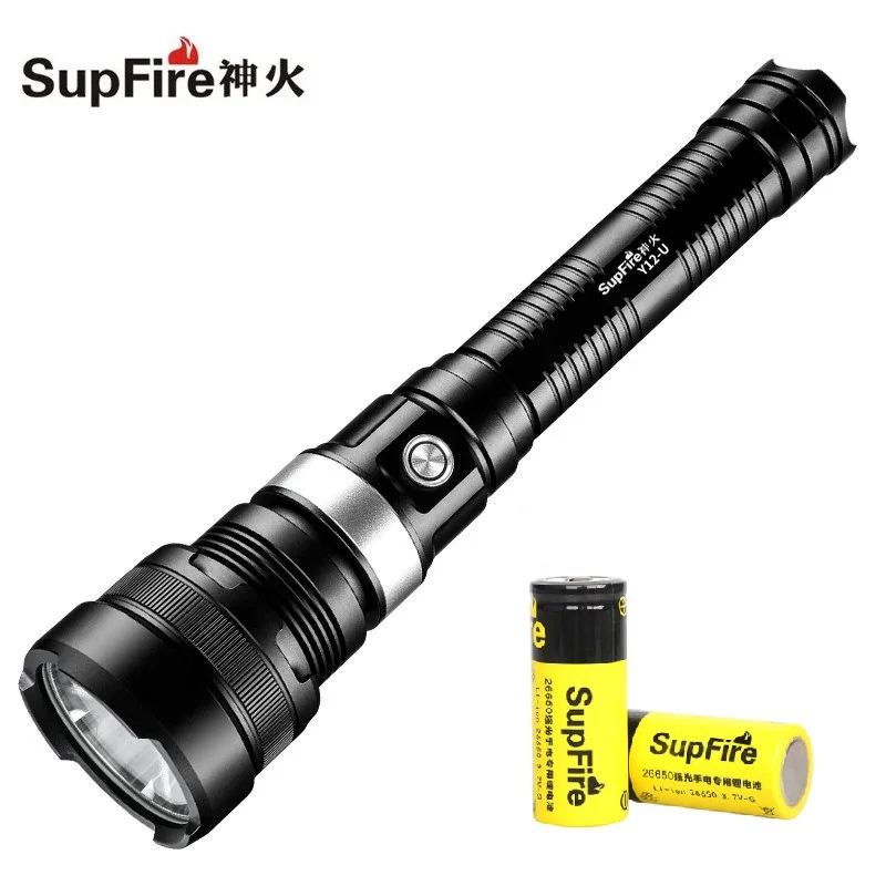 

2019 Hight Light SupFire Y12-U Rechargeable Flashlight HP70 6000LM LED Flashlight by 2*26650/7400mA Battery for Daily Lighting