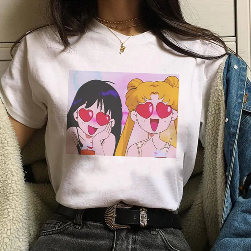 Забавная футболка с рисунком для женщин Harajuku Ullzang футболка аниме корейский стиль футболка Графический эстетический Топ футболки женская одежда
