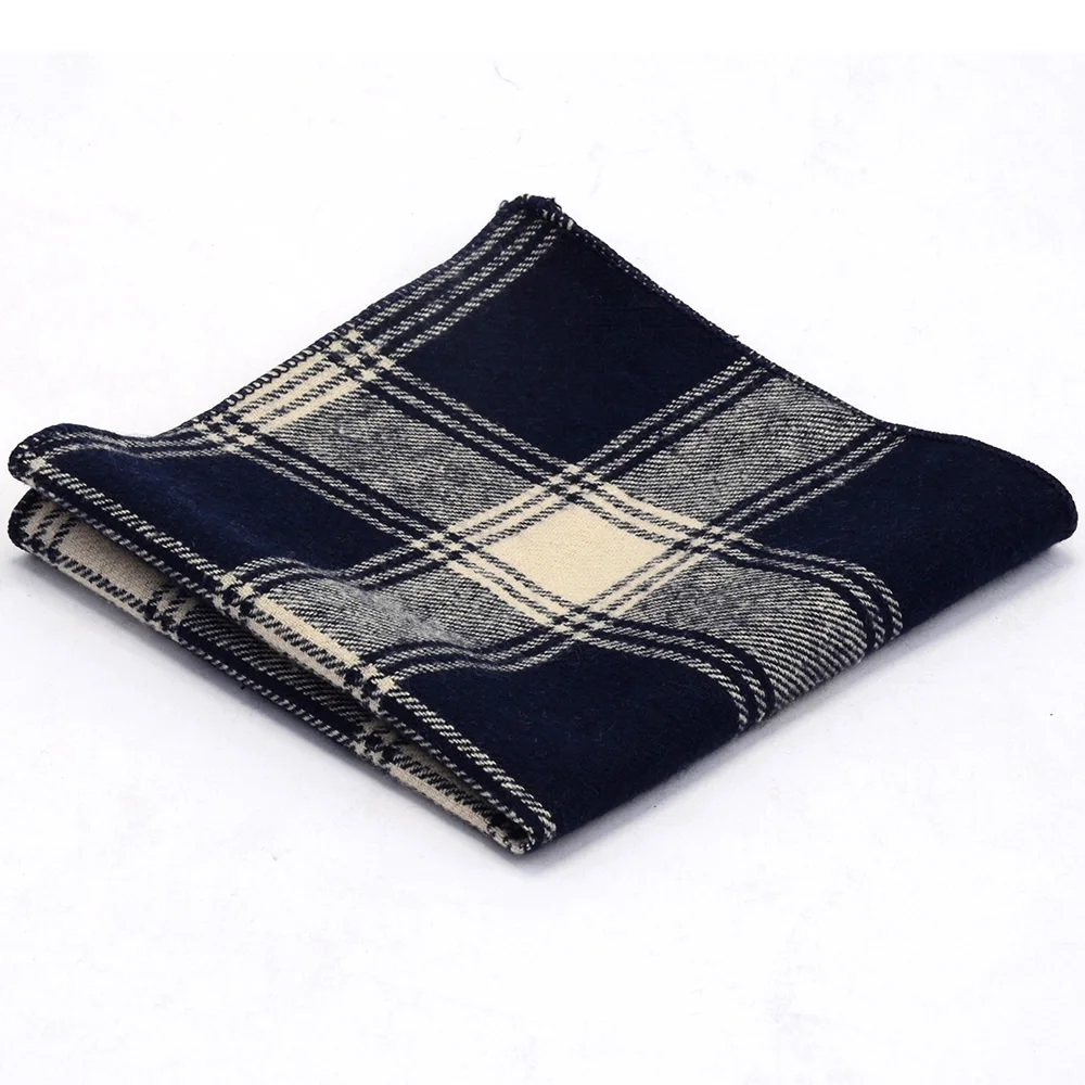 Ricnais Cotton Checkered Pocket Square Plaid Men Handkerchief Casual Men\'s Suit Accessories 25*25 cm Red Green Hanky  For Party