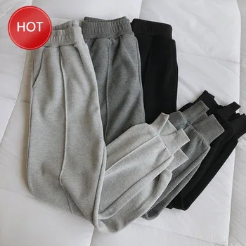 

Sweatpants WomenGray Sports Pants Women's Loose Beam Feet Spring Autumn Korean-Style Thin Student Pants Running Casual Pants