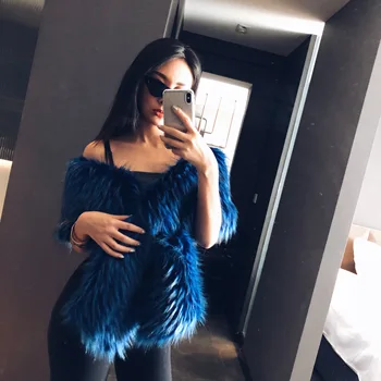 

2020 Hot Fashion Popular European American Women's Blue Warm Autumn Winter Artificial Fur Eco-Friendly Shawl Elegant Atmosphere