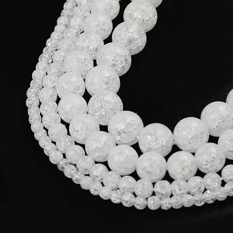 WhiteRockPopcornQuartzCrystalBeadsNaturalStoneRoundCrackLoose