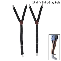 1 Pair Mens Shirt Stays Garters Y Shape Military Adjustable Elastic Shirt Holders Straps Sock Non Slip Clamps Leg Suspenders