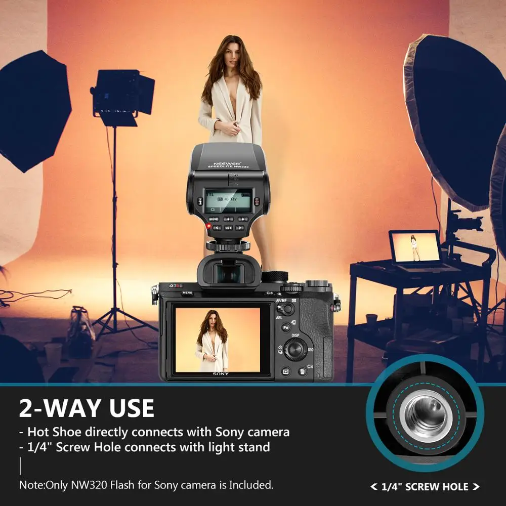 Neewer NW320 TTL LCD Дисплей Вспышка Speedlite для sony a9 a7III a7RIII a7II a7RII a7SII a7 a7R a7S a6500 a6300 a6000 a77II