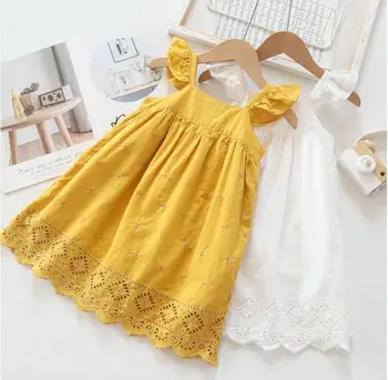 

wholesale girls lace fly sleeve cotton dress baby girl party tutu dress 2-8year