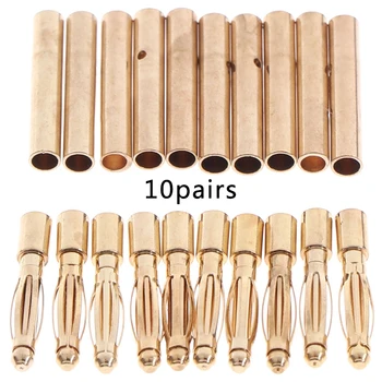 

10 Pairs 2mm Gold Bullet Connector Banana Plugs Male &Female For RC Car Battery Electronic