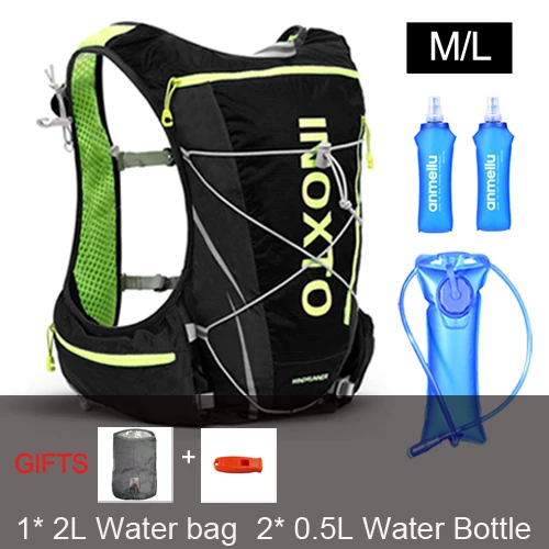 ML black bag 3L Рюкзак для бега NEWBOLER Trail, 8 л, 10 л, ультра жилет для бега, гидратация, рюкзак для бега, сумка, 500 мл, мягкая фляга - Цвет: ML black bag 3L