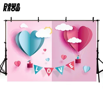 

DAWNKNOW Valentine's Day Photography Background Pink Blue Heart Backdrops Love Wedding Photocall Photo Studio lv323