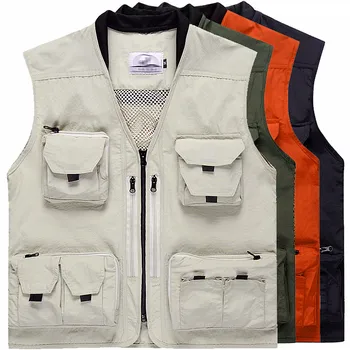 

2019 men mesh vest breathable quick-drying zipper pocket v-neck vests