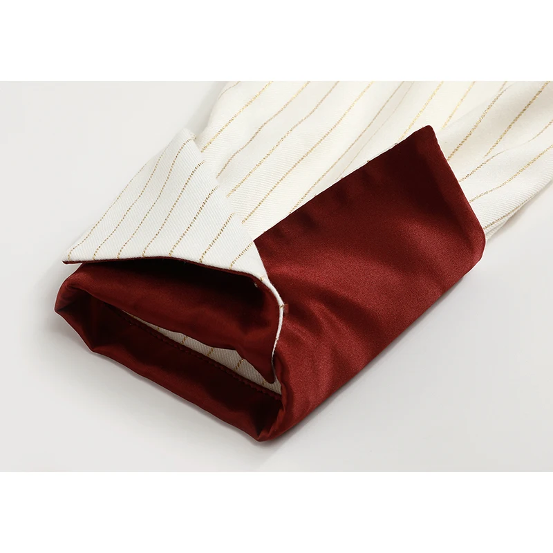 [EAM] женская бежевая полосатая блуза большого размера, новая свободная рубашка с отворотом и длинным рукавом, модная весенняя Осенняя 1B449