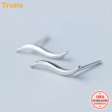 Trusta 925 пробы серебряные женские ювелирные изделия Модные милые миниатюрные серьги-гвоздики 1,4 см X 0,3 см с волнами для девушек и дочерей DS16
