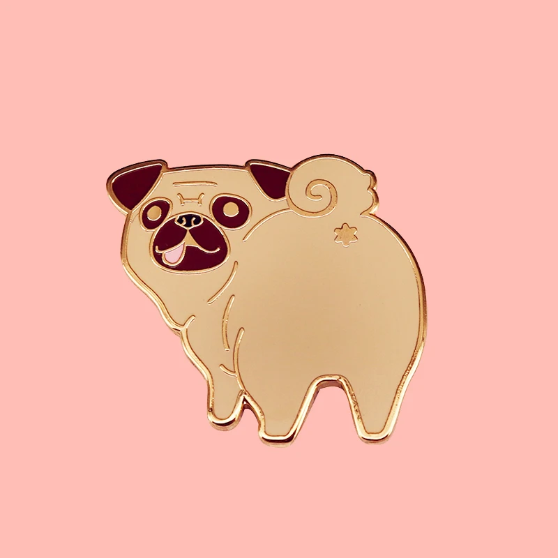 Забавная Милая мопса мультяшная эмалированная брошь на булавке значок отворот