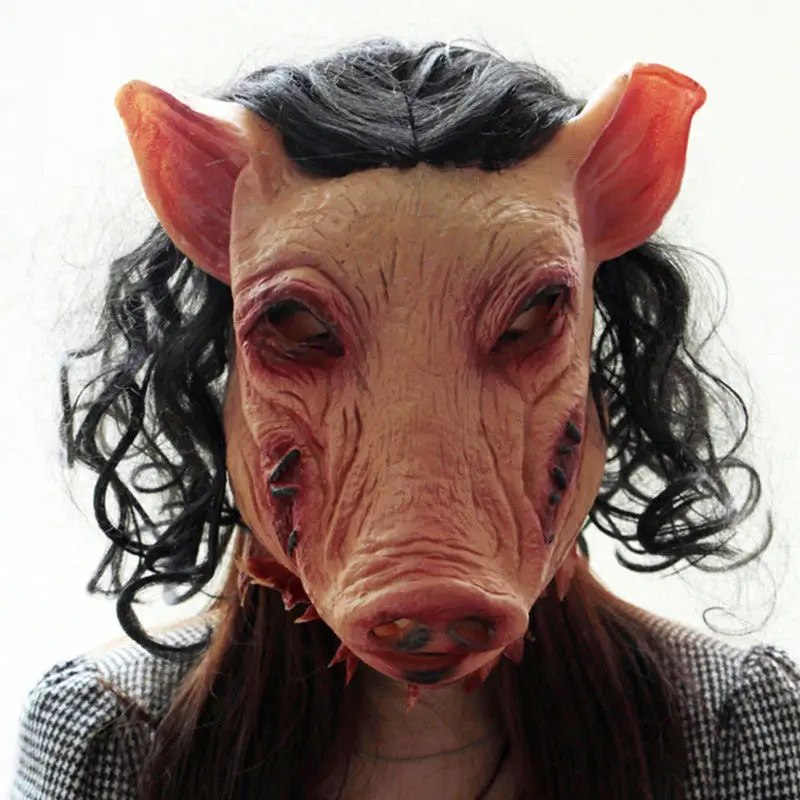 Кавейра Косплей Костюм реалистичный латекс фестиваль поставки маска Хэллоуин страшные маски Новинка свиная голова ужас с масками для волос