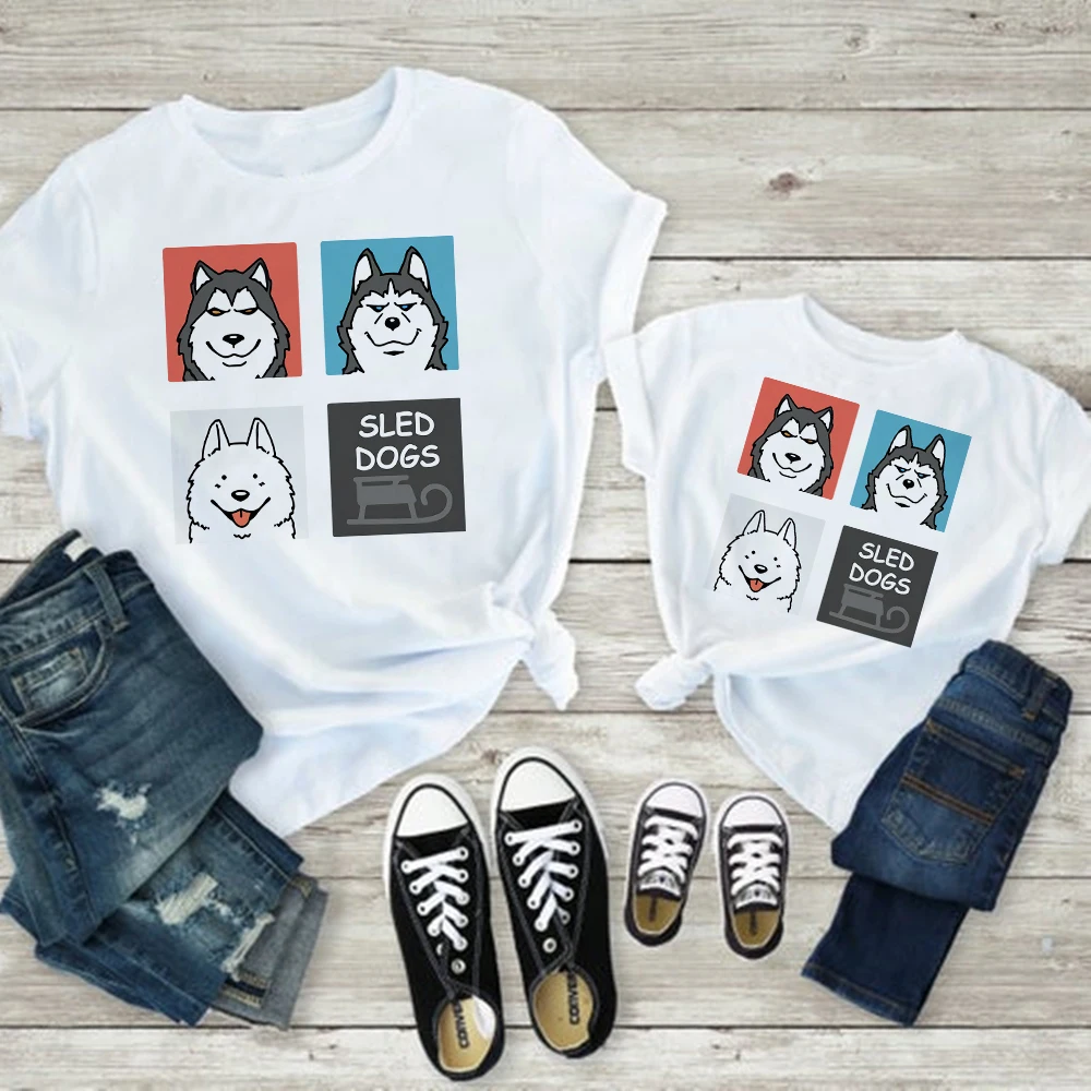 

Three Funny Sled Dogs Print Family Look T-shirt Daddy Mom and Son Gorgeous Tops & Tees Kids Clothes Hipster Cute Popular Tshirt