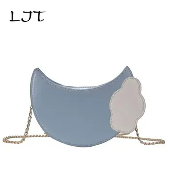 

LJT Personality Creative Three-dimensional Moon PU Leather Luxury Handbags Purse Women Small Cute Cartoon Chain Shoulder Pag