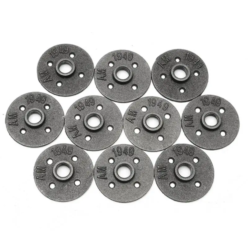 

10 pcs 1/2" Black Decorative Malleable Iron Floor/Wall Flange Malleable Cast Iron Pipe