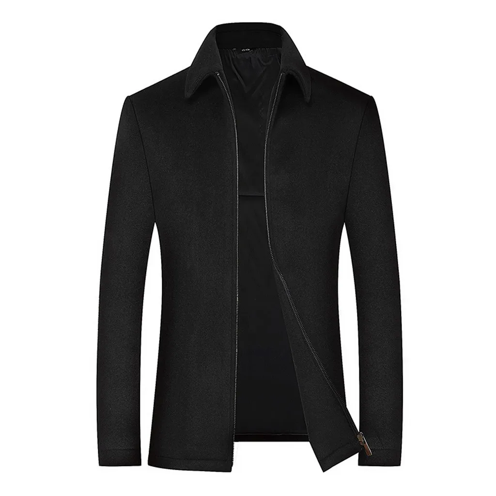 Мужское пальто осень-зима, мужское хлопковое пальто, деловое классическое стильное пальто, тонкая куртка, Мужская одежда, куртка, верхняя одежда 19Sep03 - Цвет: BK
